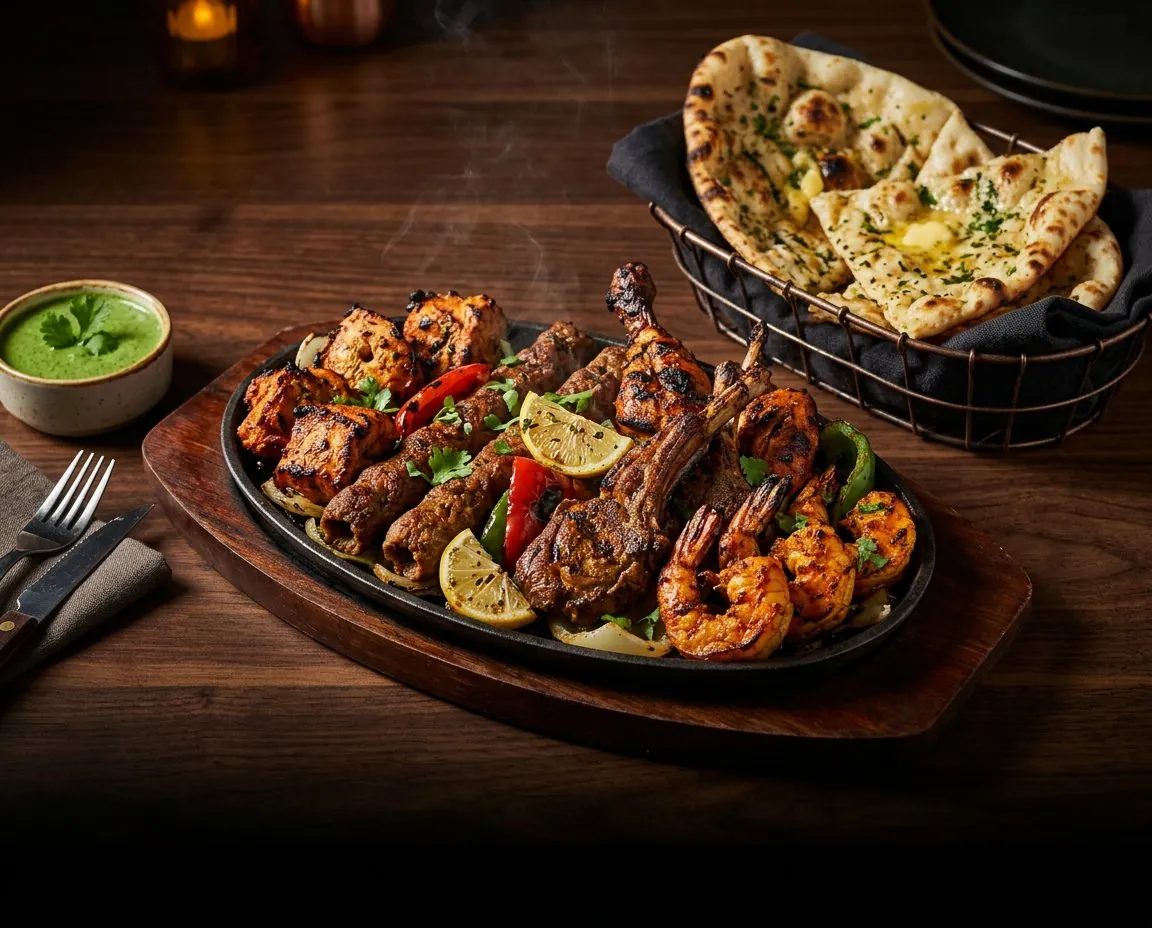 Authentic tandoori platter at Nana Sans Tandoori Kitchen in Canggu, Bali